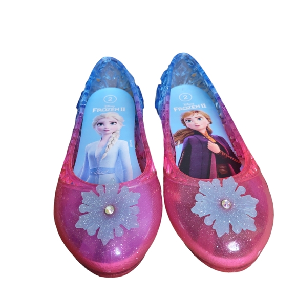 Frozen II Girl's Size 2 Pink Blue Snowflake Cutout Jelly Ballet Slipper … - Picture 2 of 13